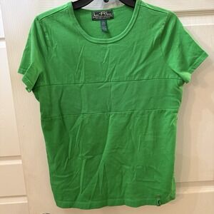 L-RL Lauren Active Ralph Lauren Short Sleeve Tee Shirt Round Neck Mesh Green L